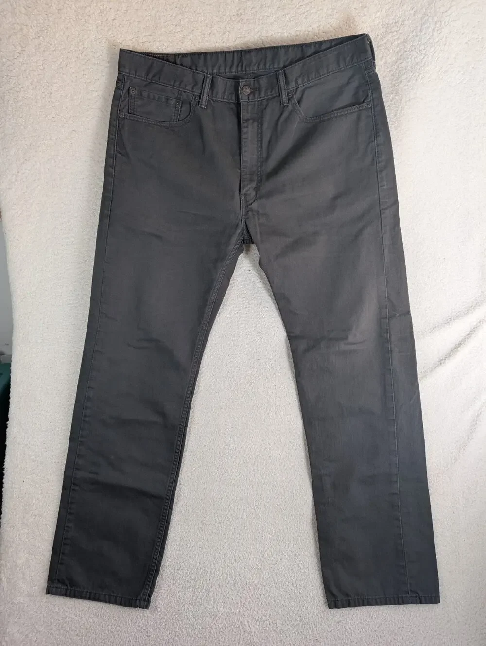 Levis 505 Jeans Mens 38x32 Black Regular Fit Straight Leg Dark Wash Denim Cotton